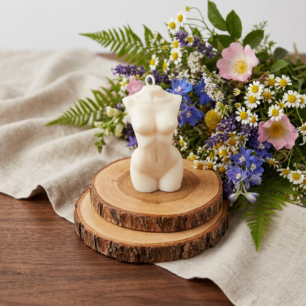 4" Ivory Vanilla Scented Dimensional Female Form Candle