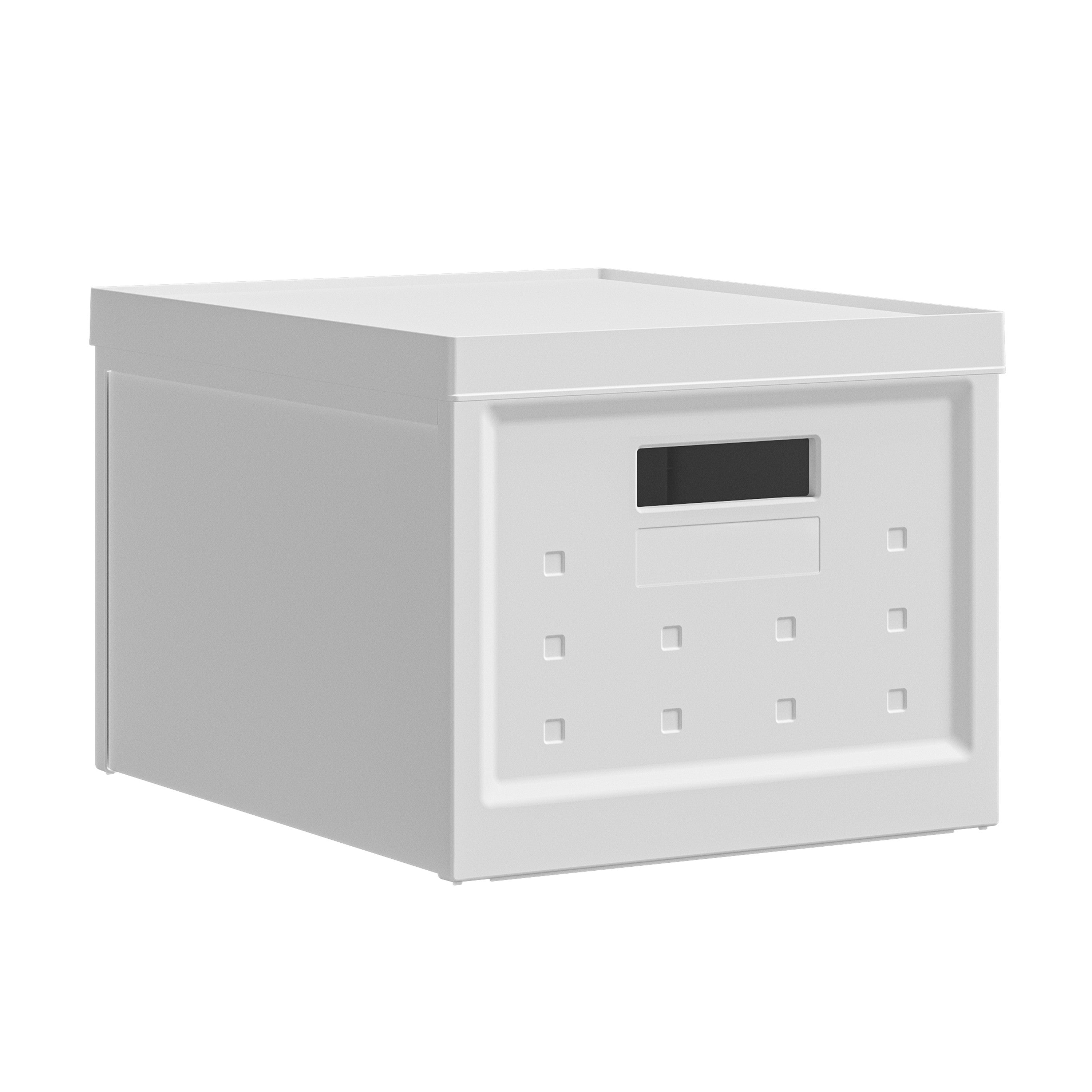 Set of Two White Collapsible Heavy Duty Plastic Cubes With Lids