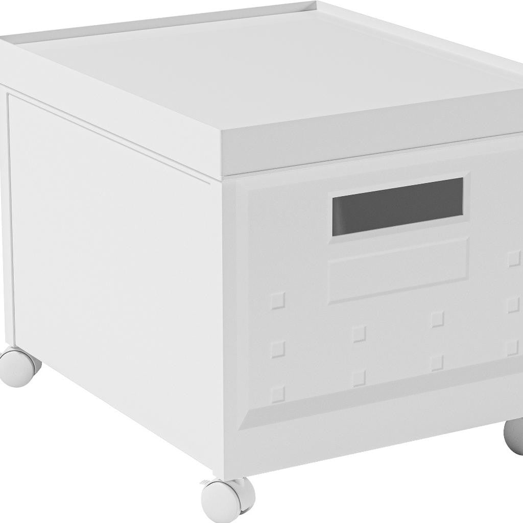Set Of Two White Plastic Rolling Filing Cabinet