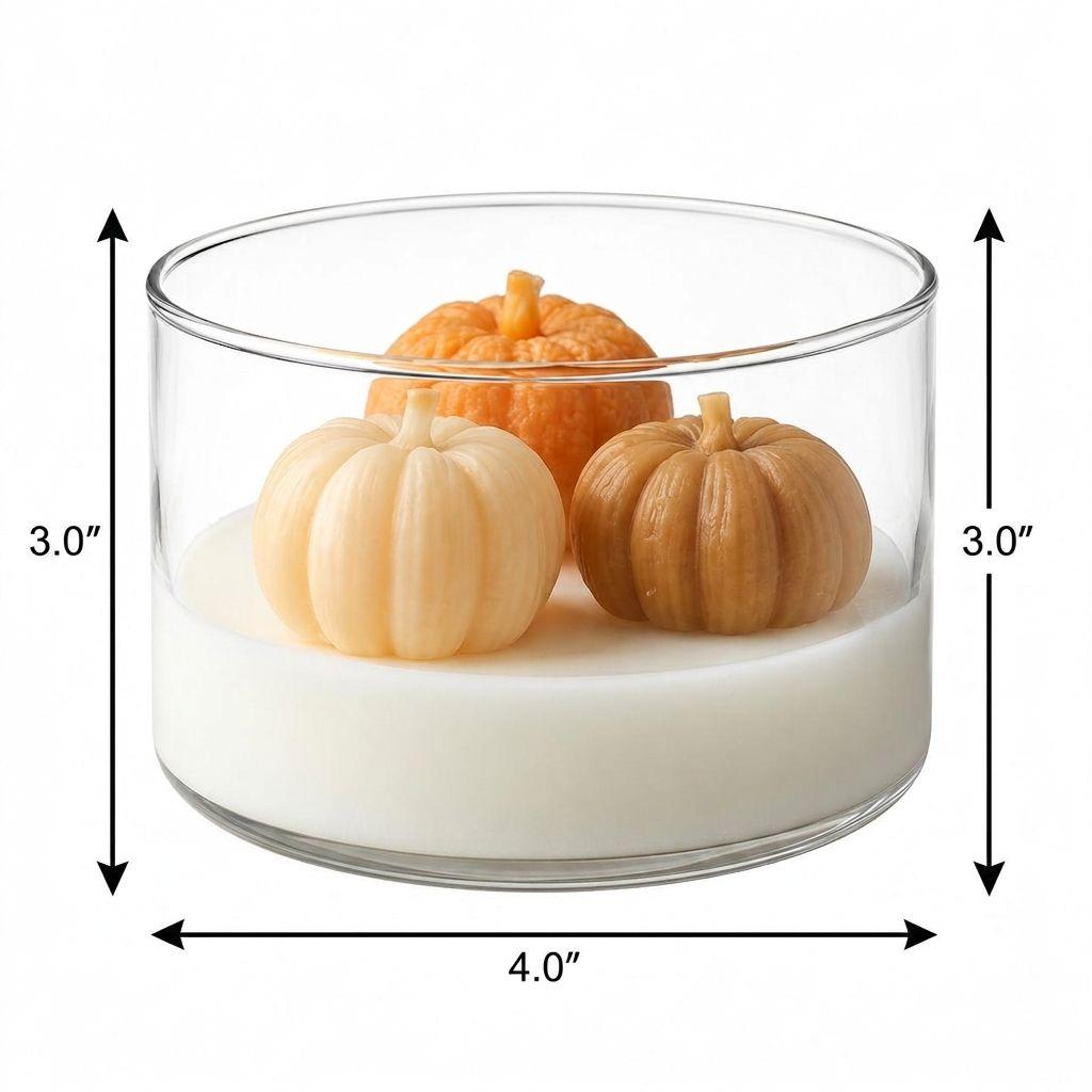 4" Brown Orange And White Latte And Pumpkin Scented Mini Pumpkin Candles In Clear Glass Jar