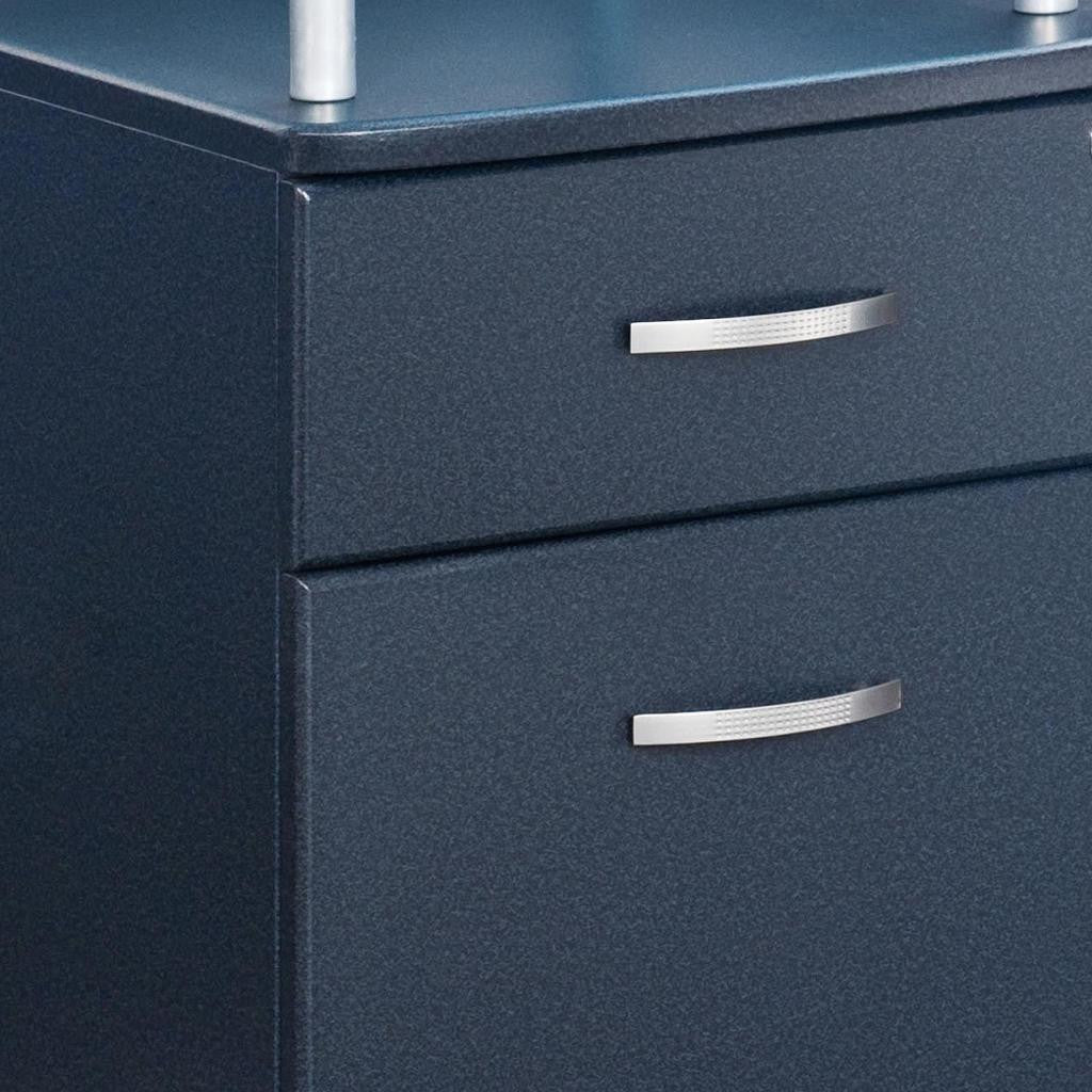 Graphite Glass Wood And Metal Two Drawer Rolling Filing Cabinet