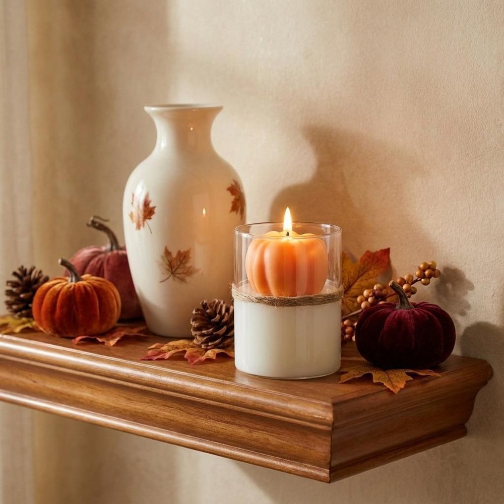 3" Pumpkin Pumpkin And Latte Scented Mini Pumpkin Candle In Clear Glass Jar
