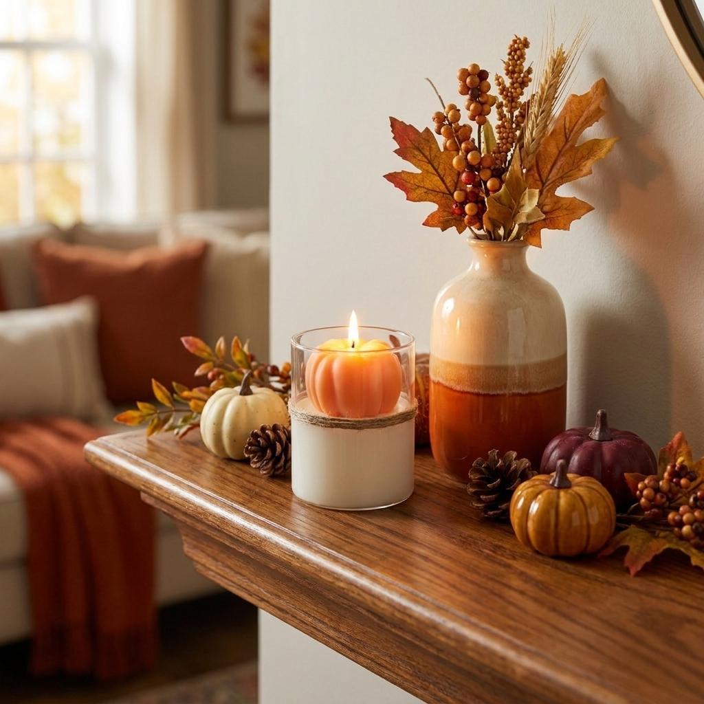 3" Pumpkin Pumpkin And Apple Scented Candle In Clear Glass Holder Cylinder Jar