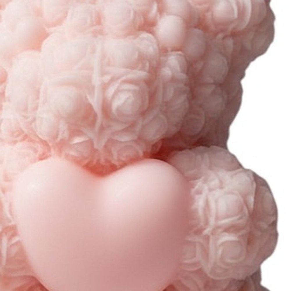 4" Pink Unscented Dimensional Teddy Bear Candle