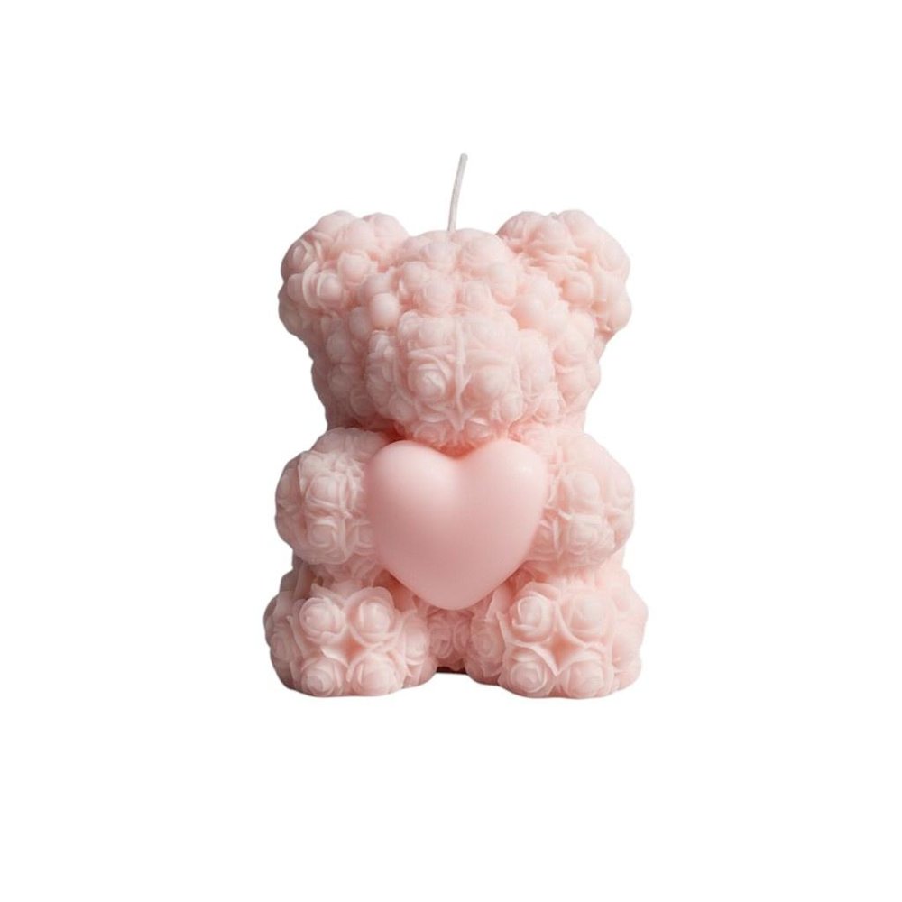 4" Pink Unscented Dimensional Teddy Bear Candle