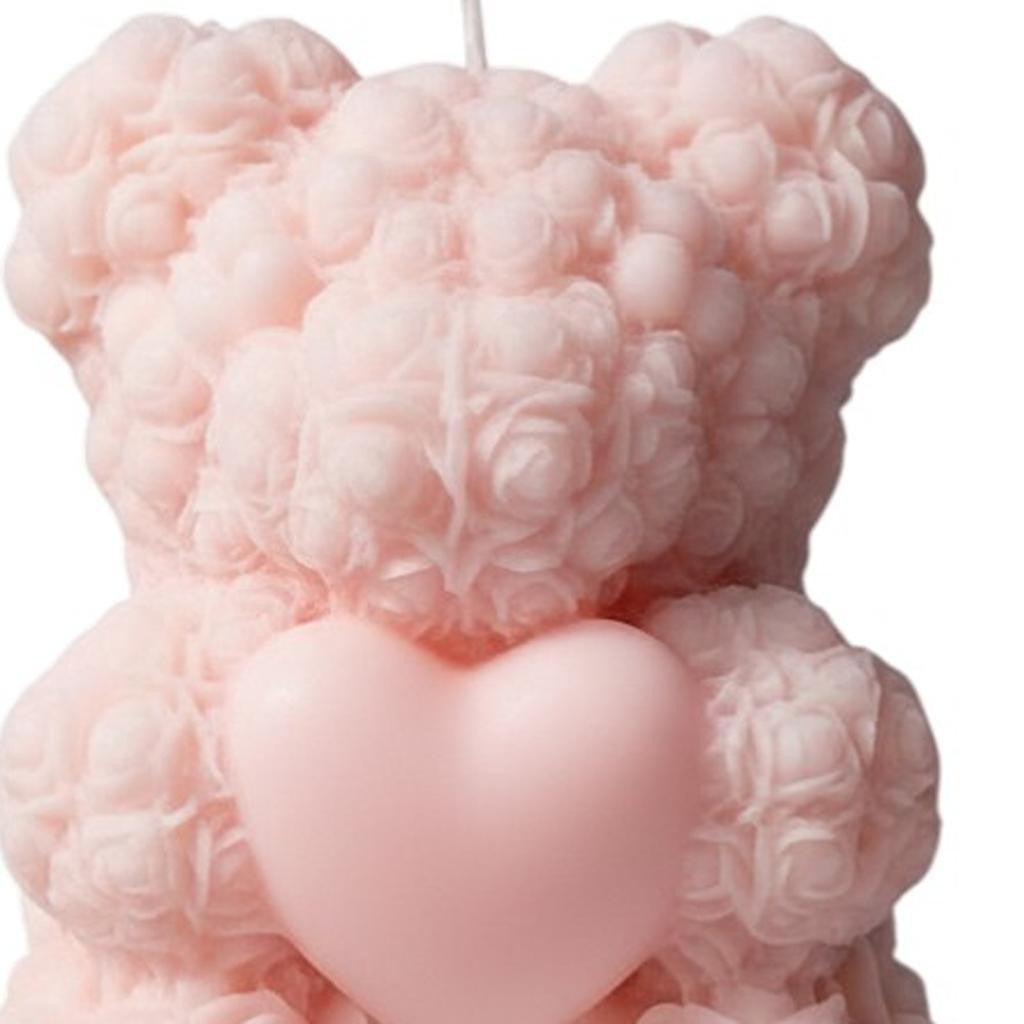 4" Pink French Market Scented Dimensional Teddy Bear Candle