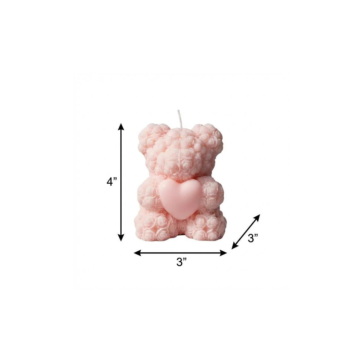 4" Pink Sea Salt And Orchid Scented Dimensional Teddy Bear Candle