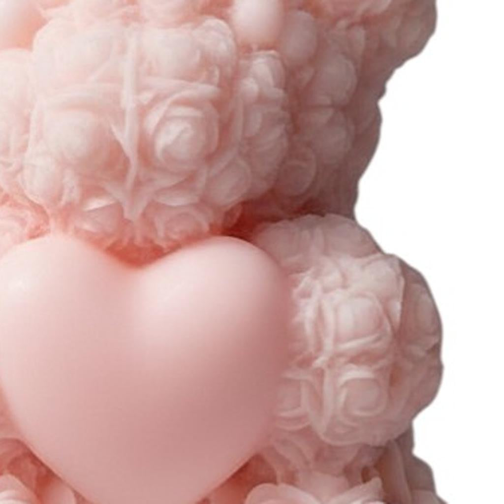 4" Pink Eucalyptus Scented Dimensional Teddy Bear Candle