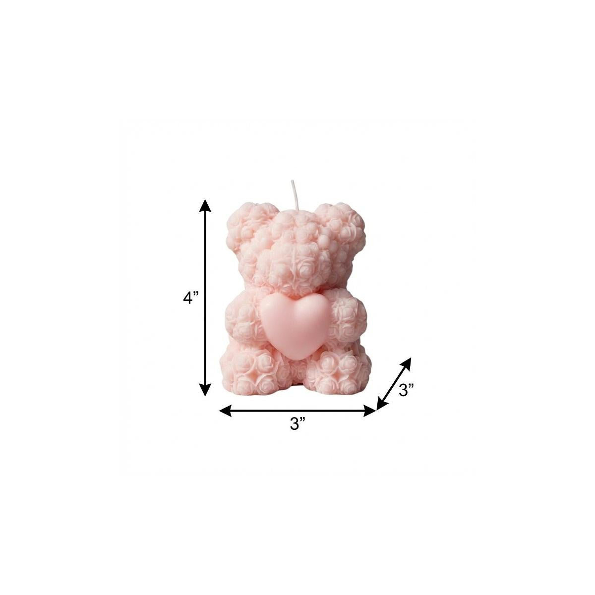 4" Pink Patchouli Amber Scented Dimensional Teddy Bear Candle
