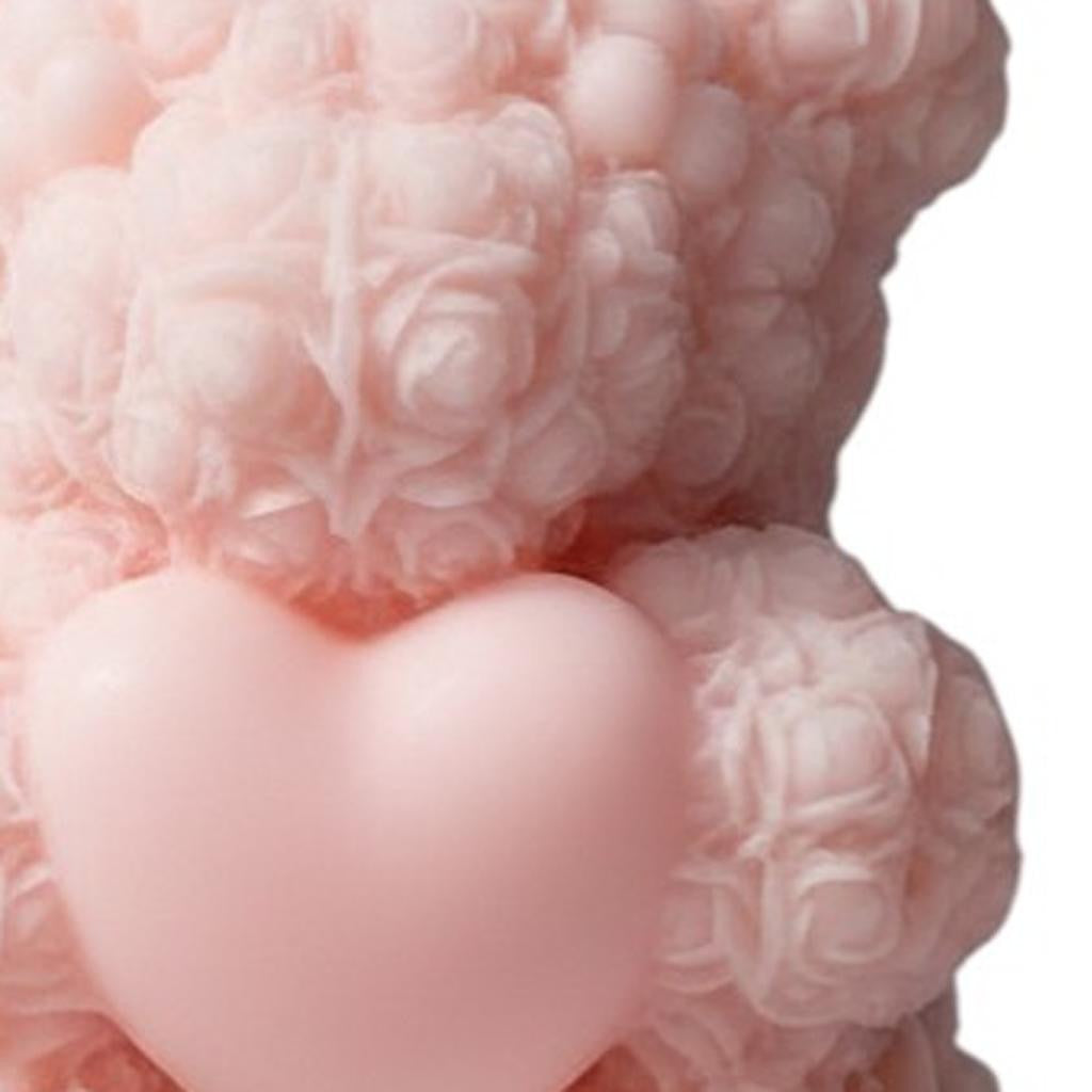 4" Pink Wild Lavender And Sage Scented Dimensional Teddy Bear Candle
