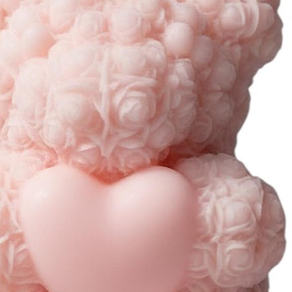 4" Pink Coconut Hibiscus Scented Dimensional Teddy Bear Candle