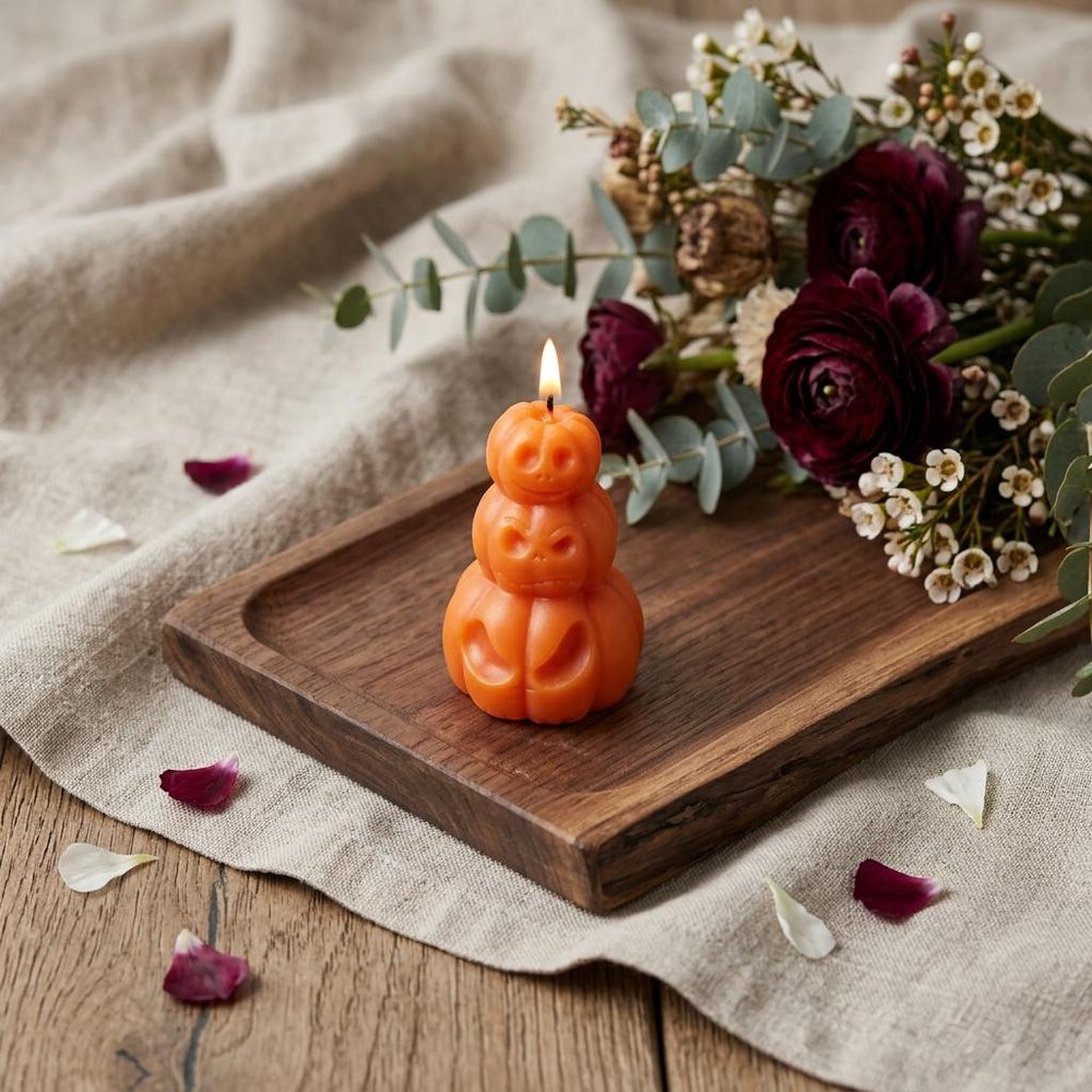 3" Orange Pumpkin And Latte Scented Dimensional Pumpkin Candle Novelty Novelty