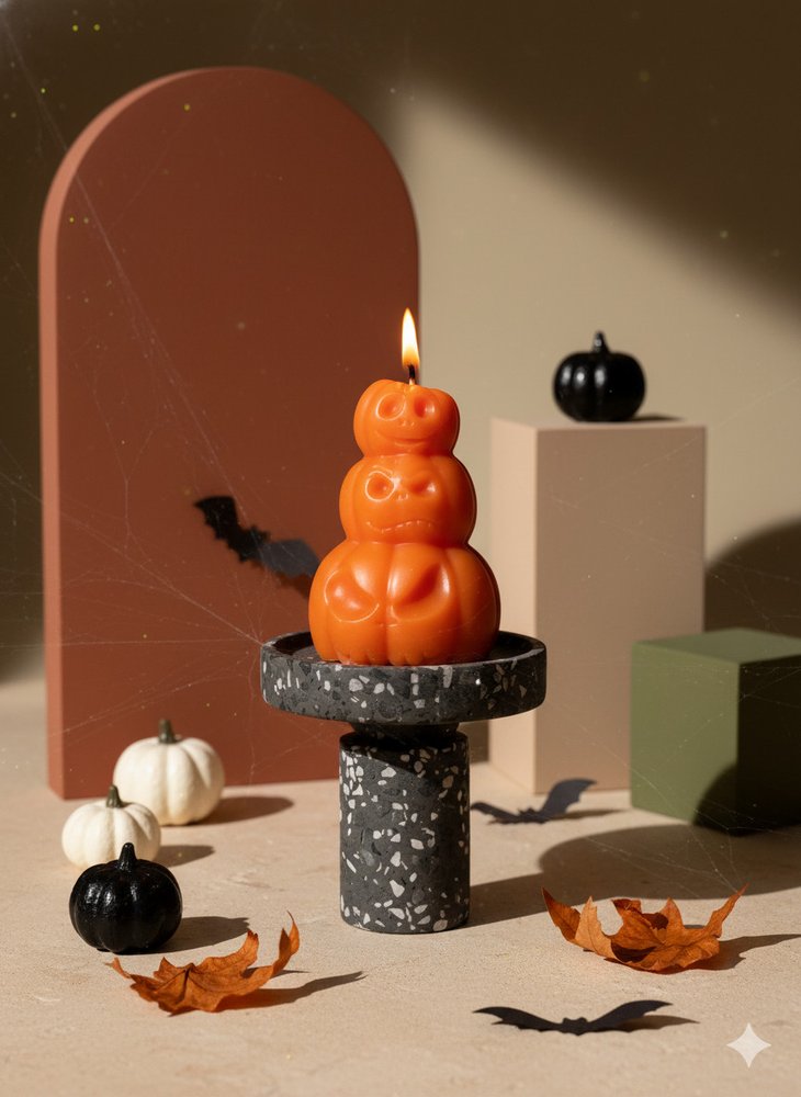 3" Orange Unscented Dimensional Pumpkin Candle Novelty Novelty