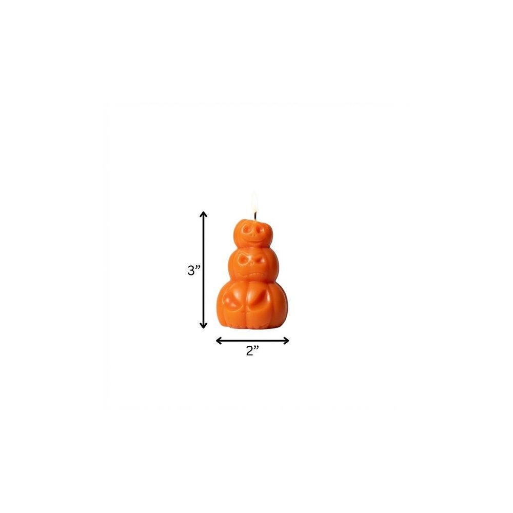 3" Orange Pumpkin And Apple Scented Dimensional Pumpkin Trio Soy Wax Candle