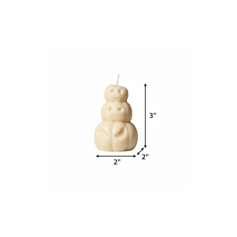 3" Ivory Unscented Dimensional Pumpkin Candle Novelty Novelty