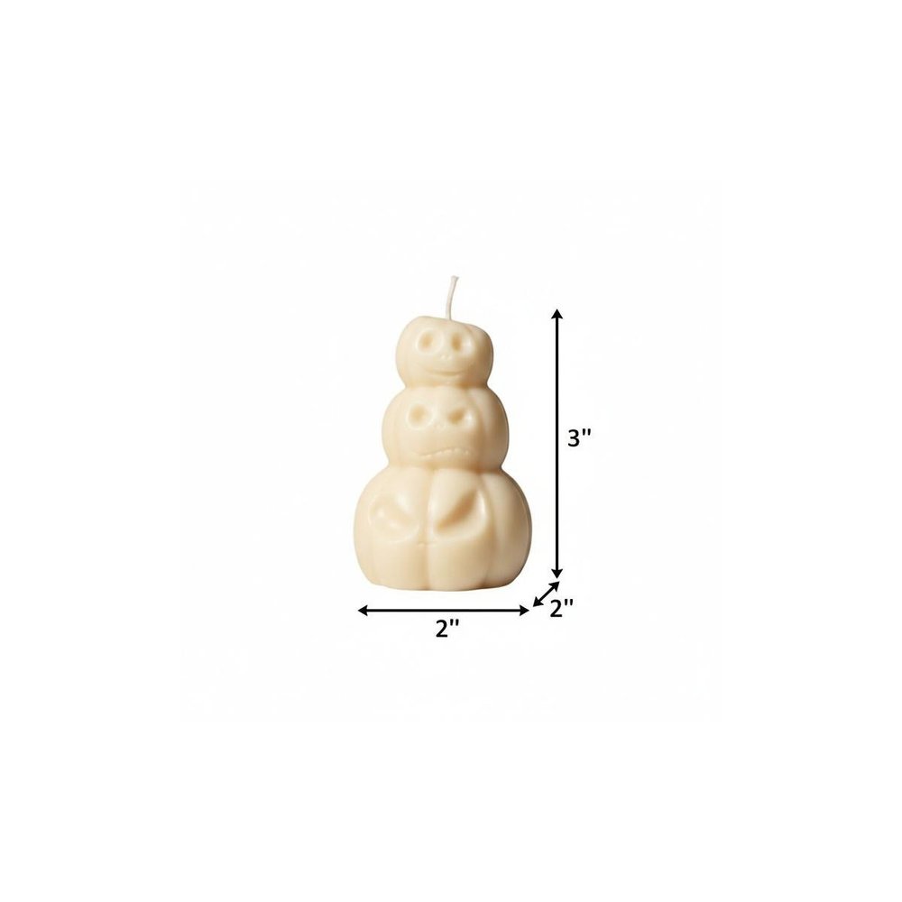 3" Ivory Pumpkin And Latte Scented Dimensional Pumpkin Candle Novelty Novelty