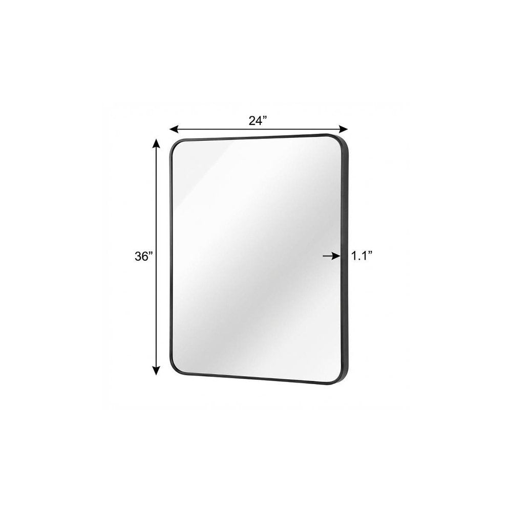 36" Black Aluminum Framed Accent Mirror
