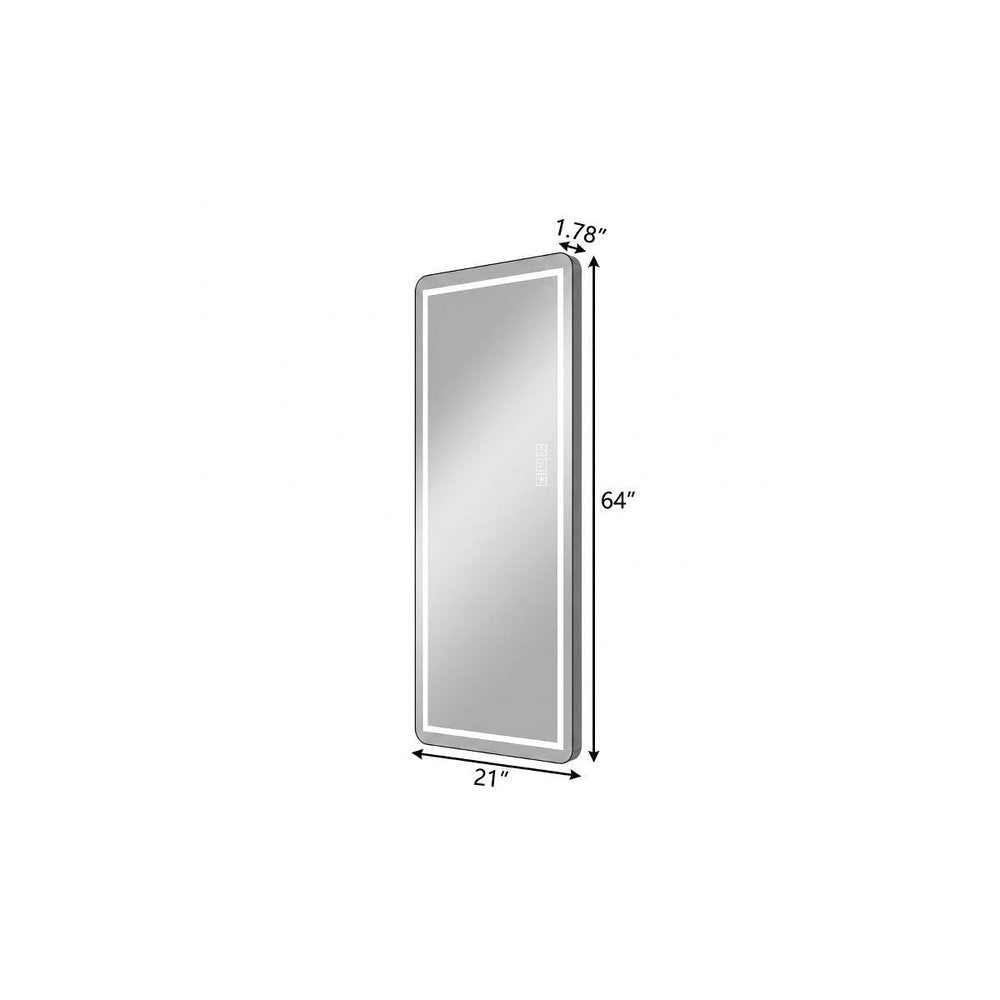 64" Black Aluminum Lighted Framed Full Length Mirror