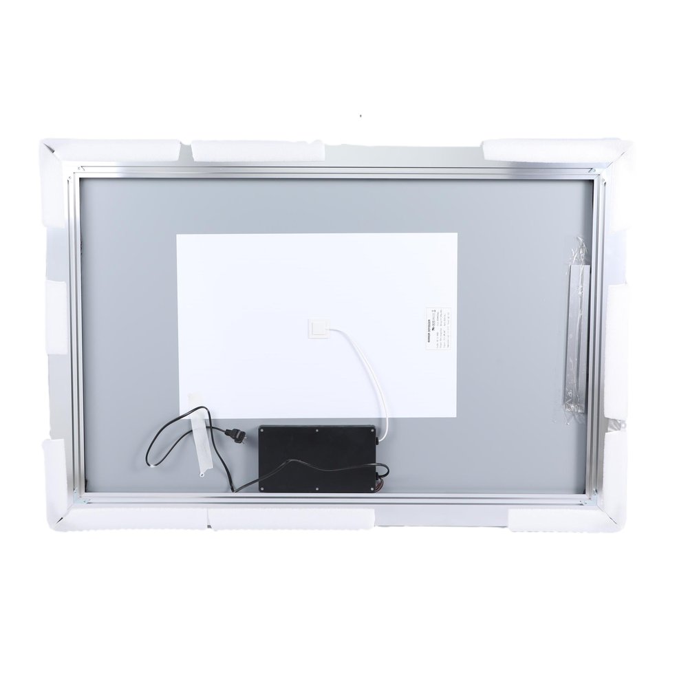 32" Silver Aluminum Lighted Framed Anti Fog Bathroom Vanity Mirror