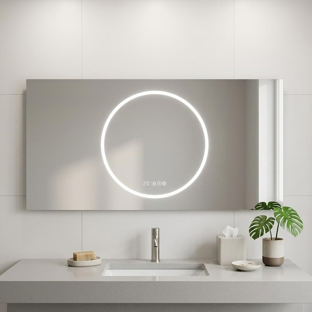 24" Lighted Frameless Anti Fog Bathroom Vanity Mirror