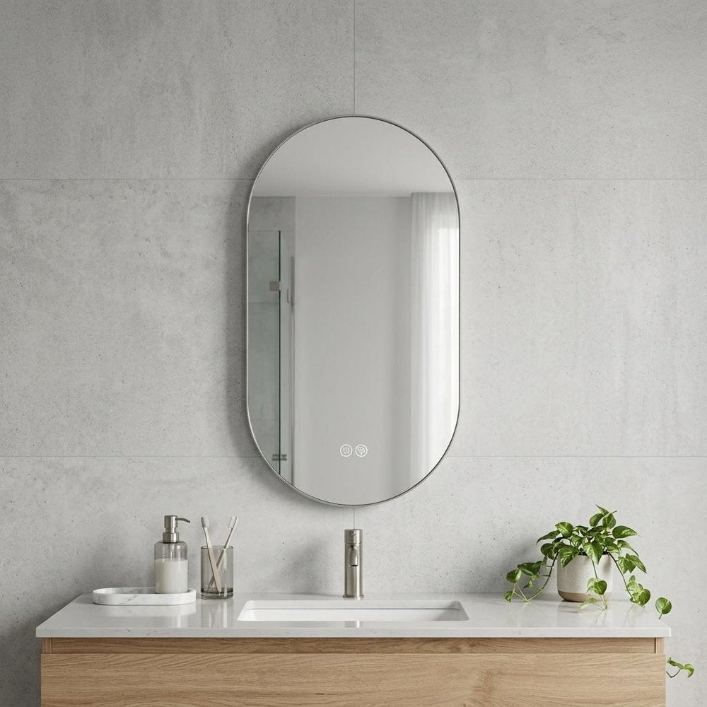 48" Oval Lighted Frameless Anti Fog Bathroom Vanity Mirror