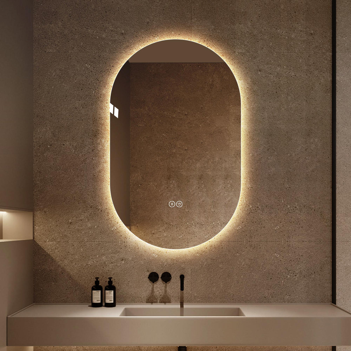 48" Oval Lighted Frameless Anti Fog Bathroom Vanity Mirror