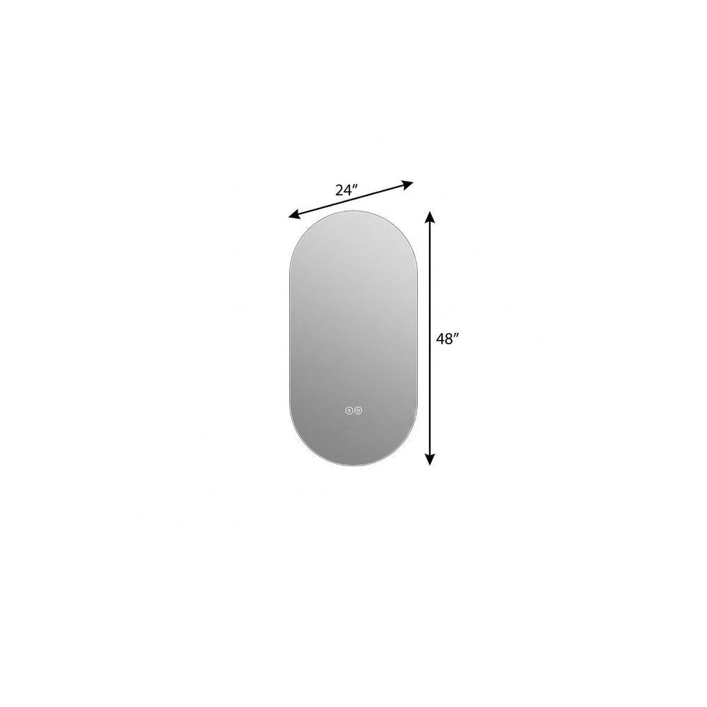 48" Oval Lighted Frameless Anti Fog Bathroom Vanity Mirror