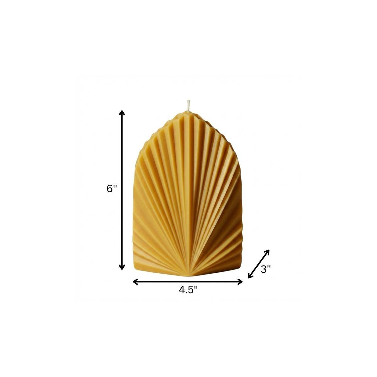 6" Gold Sandalwood Scented Dimensional Palm Leaf Candle