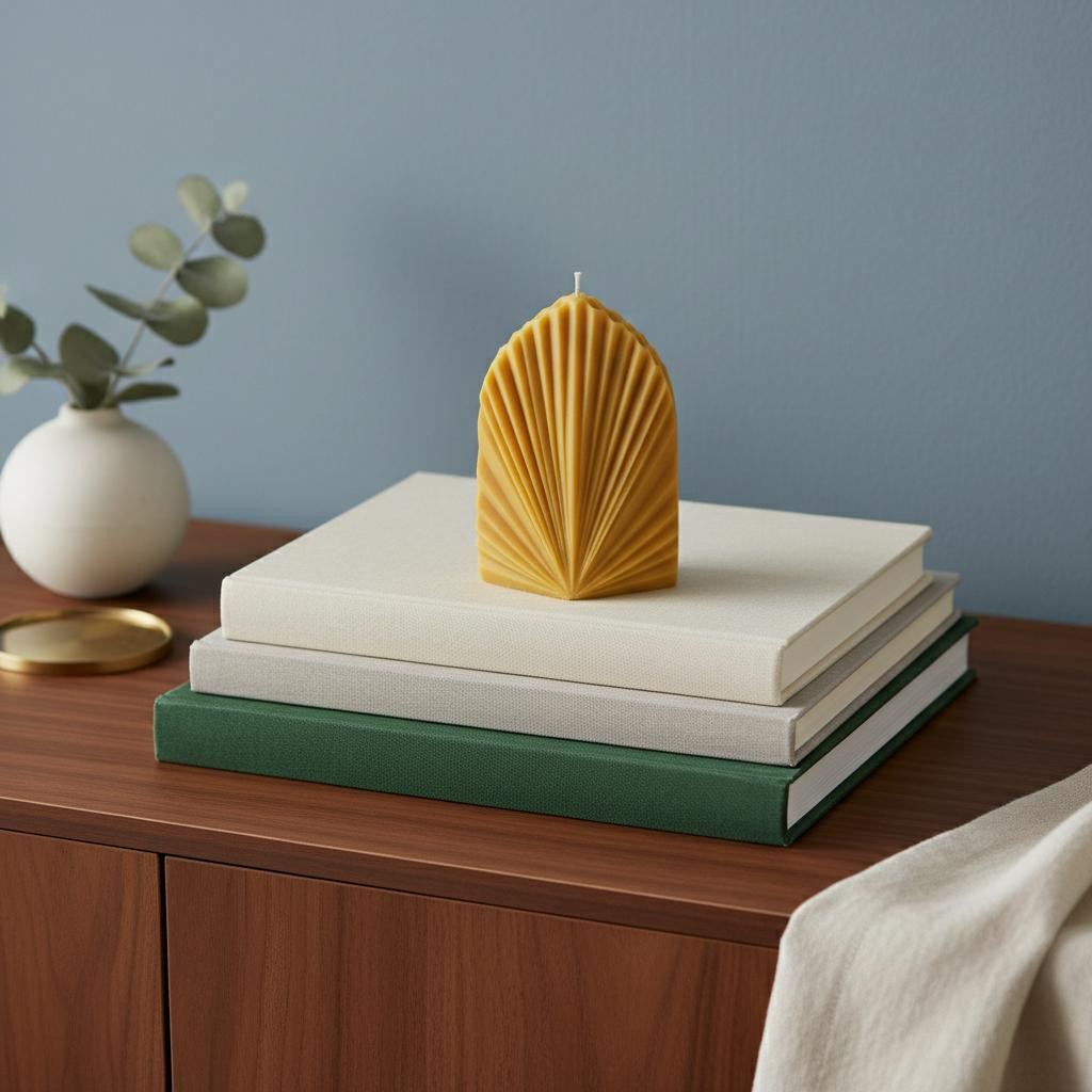 6" Gold Lily of the Valley Scented Dimensional Palm Leaf Candle