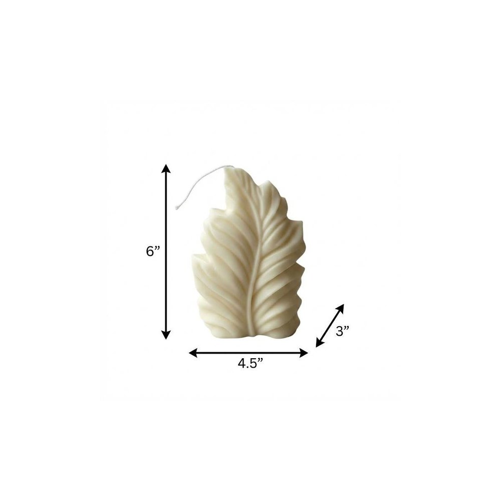 6" Ivory Sandalwood Scented Dimensional Feather Candle Novelty Novelty