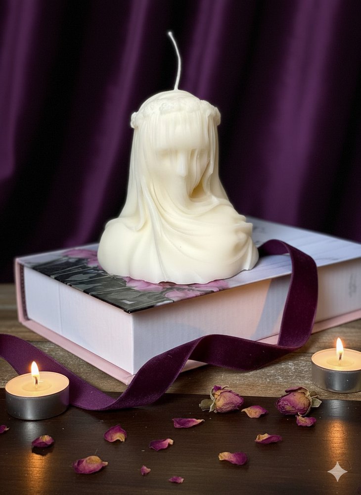 6" Ivory Rose Petals Scented Dimensional Lady Candle Novelty Novelty