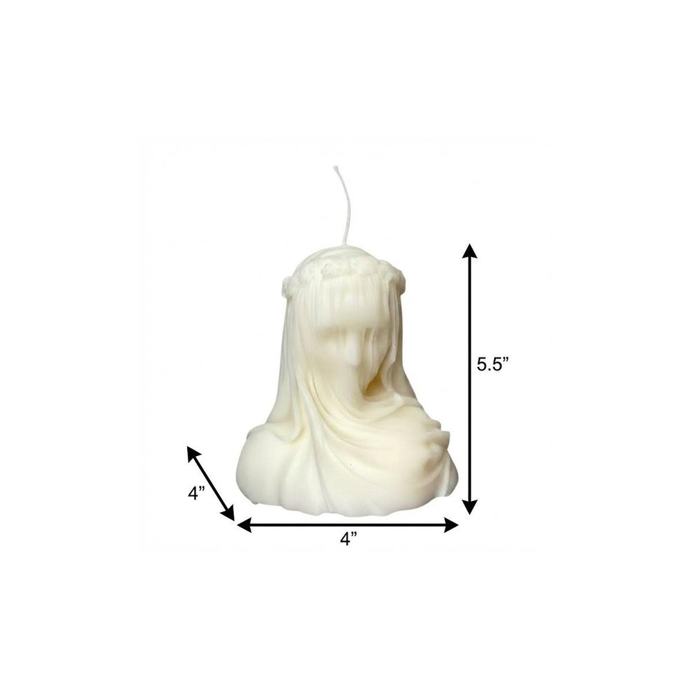 6" Ivory Rose Petals Scented Dimensional Lady Candle Novelty Novelty
