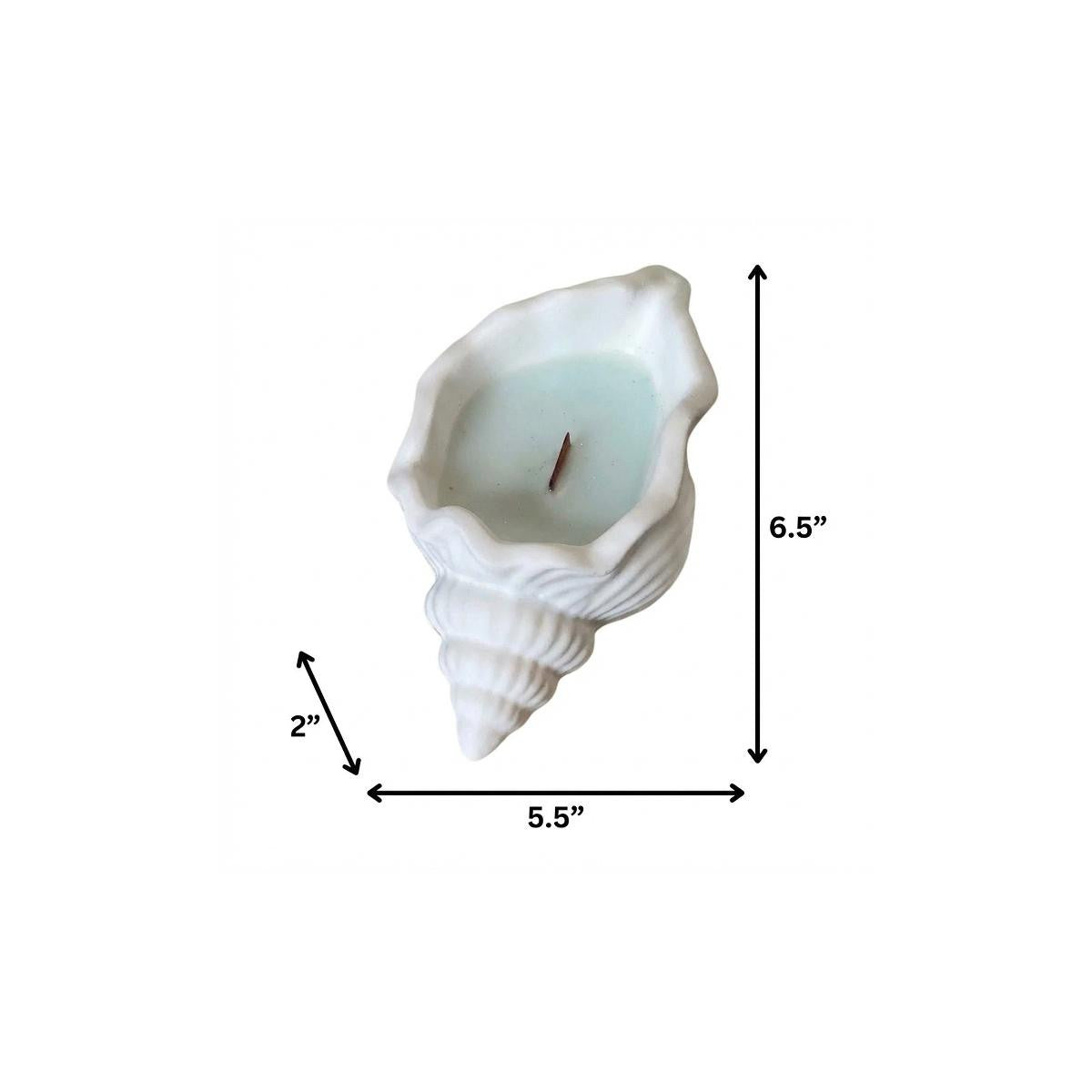 6" Light Blue Sea Salt And Orchid Scented Soy Wax Candle In White Resin Novelty Holder