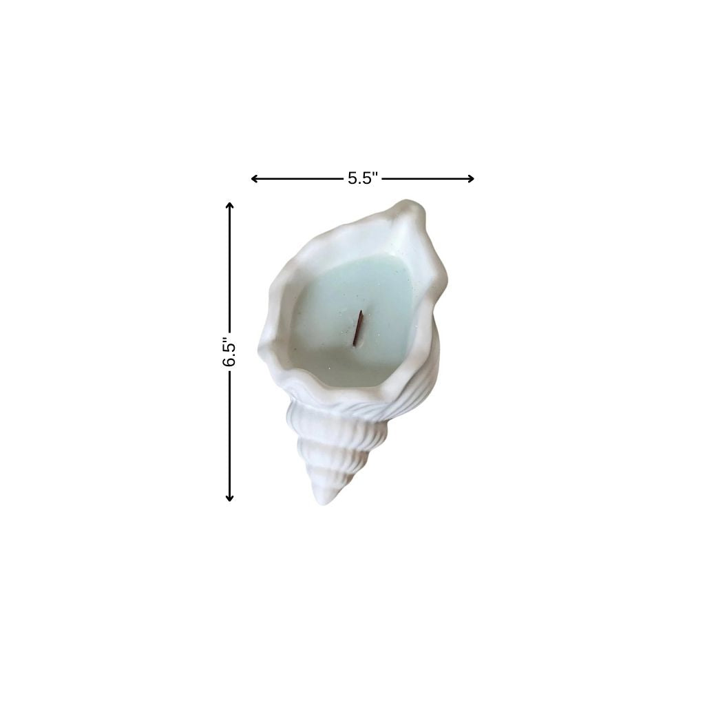 6" Light Blue Ocean Breeze Scented Soy Wax Candle In White Resin Novelty Holder
