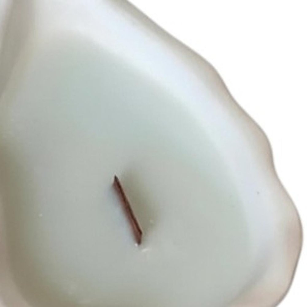 6" Light Blue Unscented Soy Wax Candle In White Resin Novelty Holder