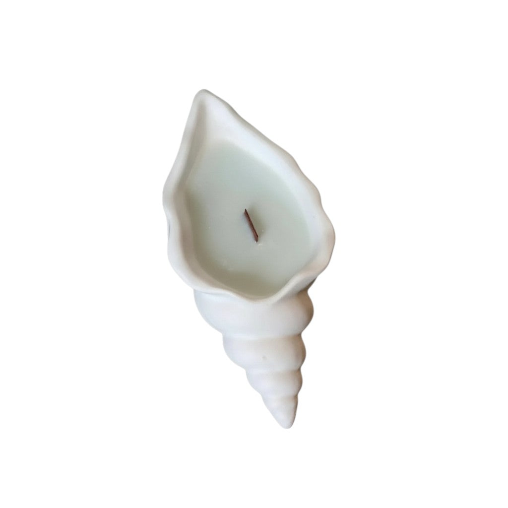 6" Light Blue High Tide Scented Soy Wax Candle In White Resin Novelty Holder