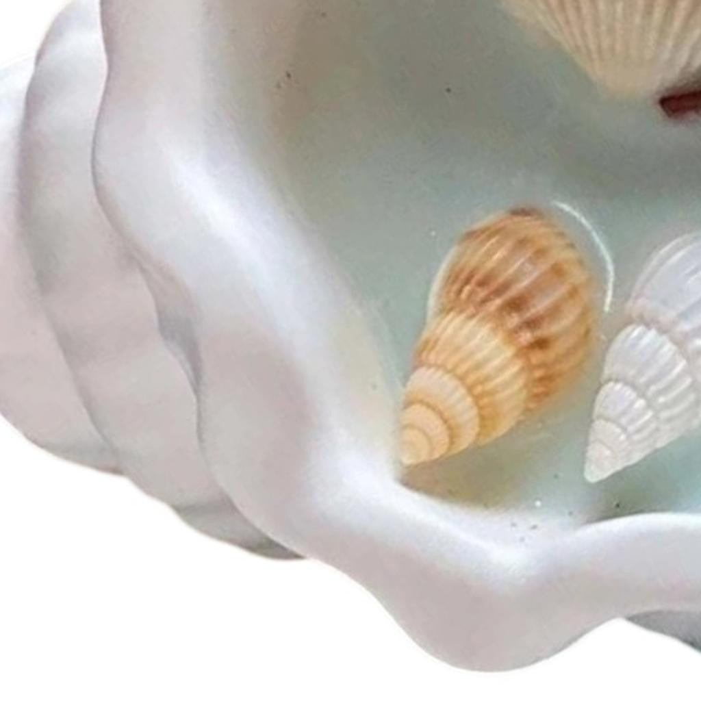 6" Light Blue High Tide Scented Candle In White Resin Novelty Holder With Shells