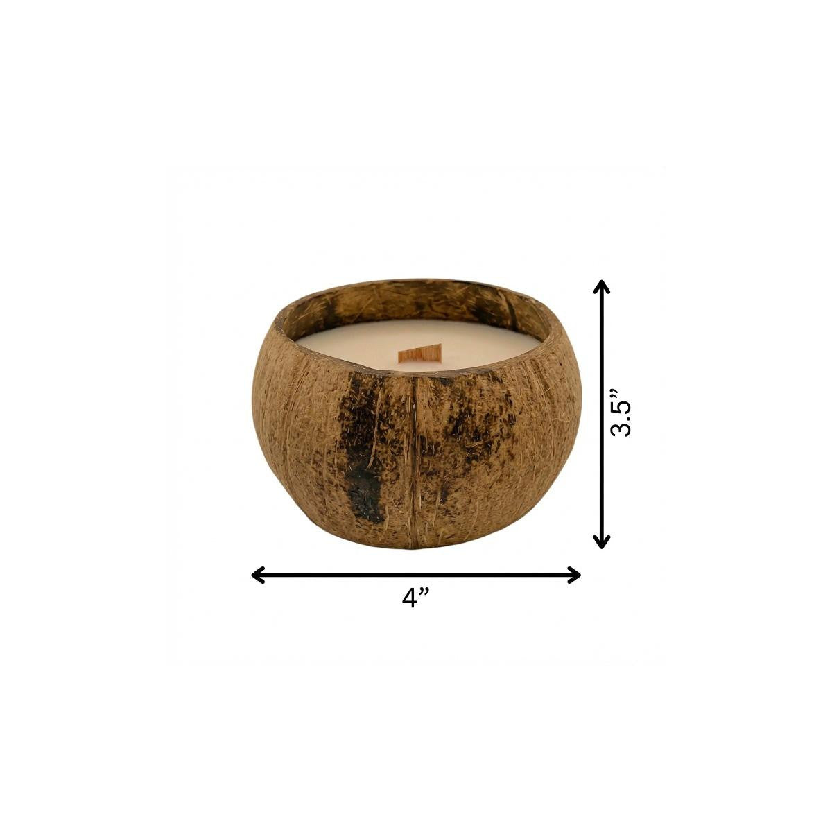 4" Ivory Coconut And Hibiscus Scented Candle In Brown Coconut Shell Holder