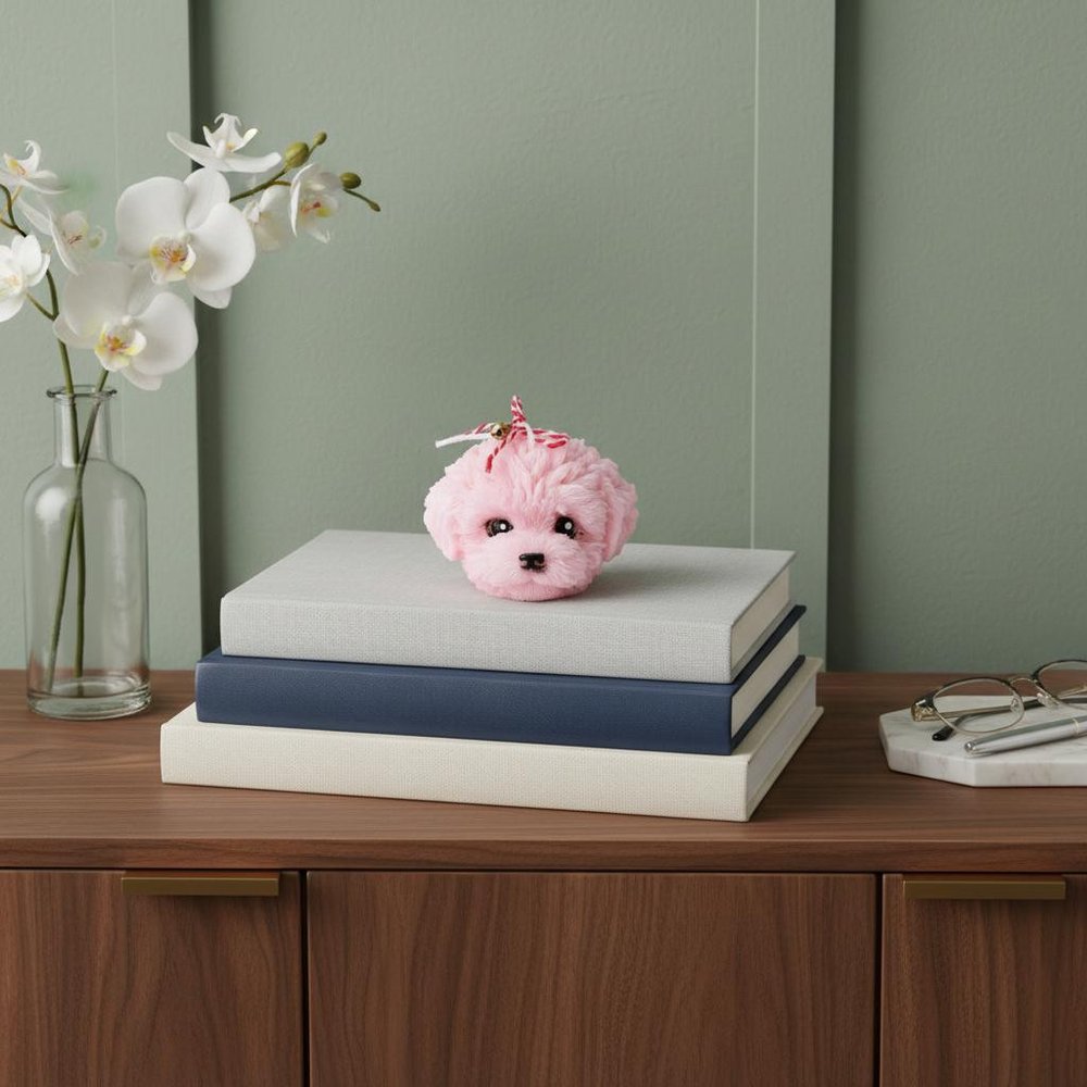 2" Pink Cashmere Plum Scented Dimensional Dog Candle Novelty Novelty