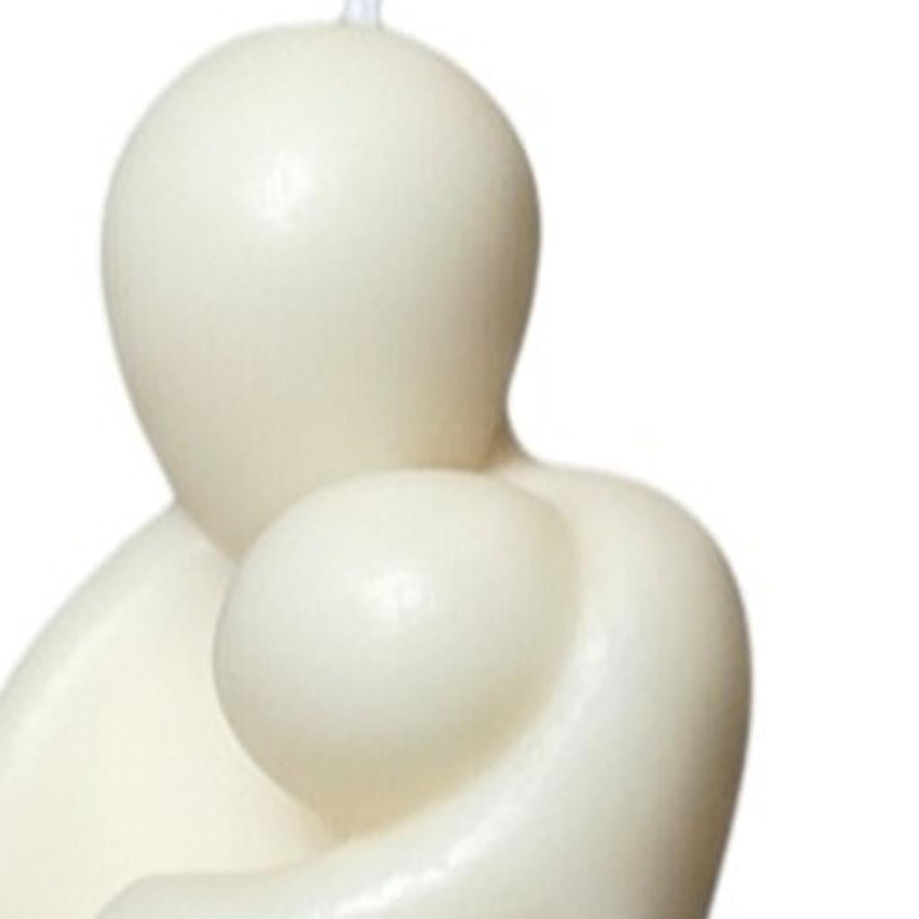 2" White Rose Petals Scented Mother And Child Dimensional Candle