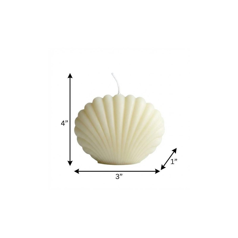 4" Ivory Black Ice Scented Dimensional Seashell Candle