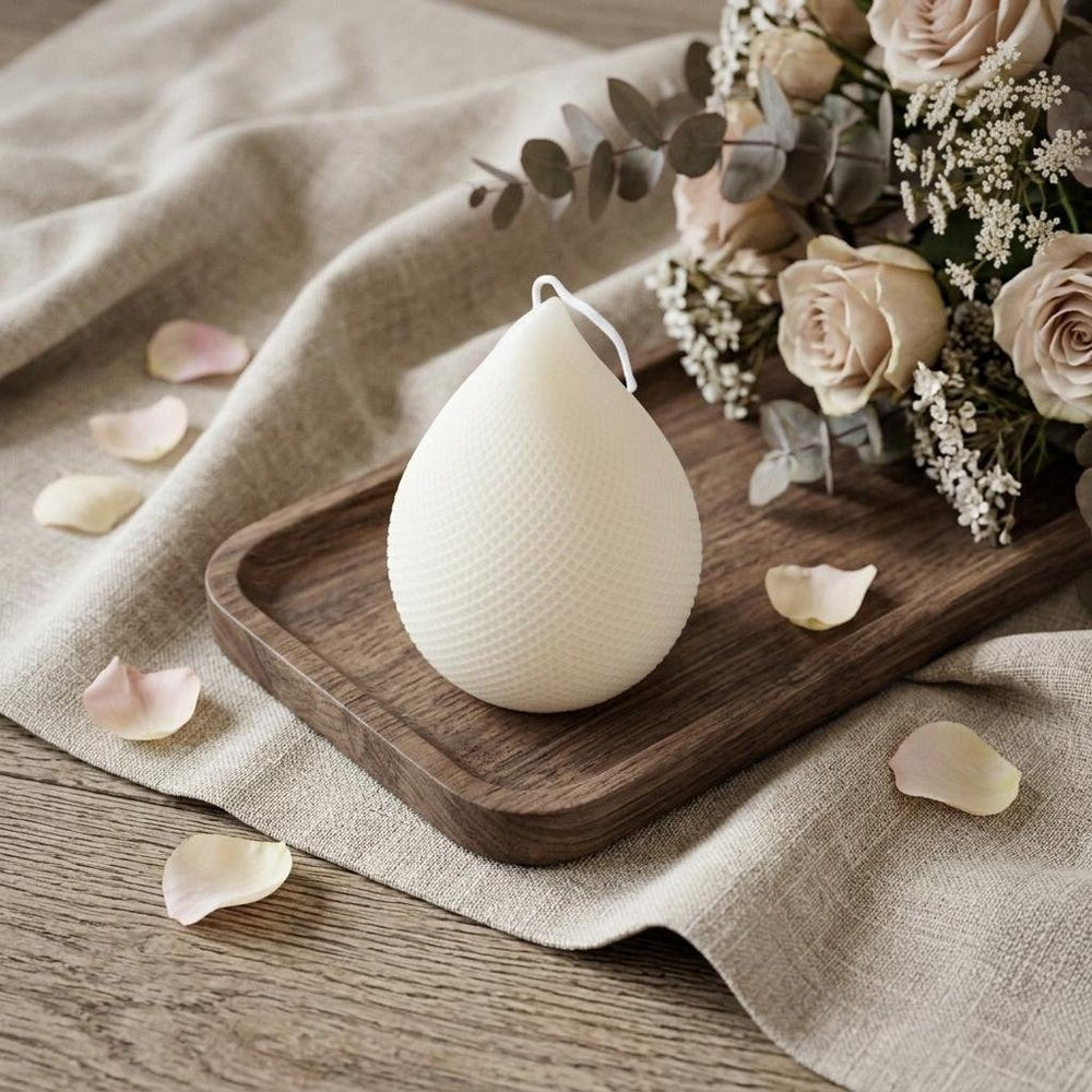 5" Ivory Unscented Dimensional Teardrop Candle Novelty Novelty