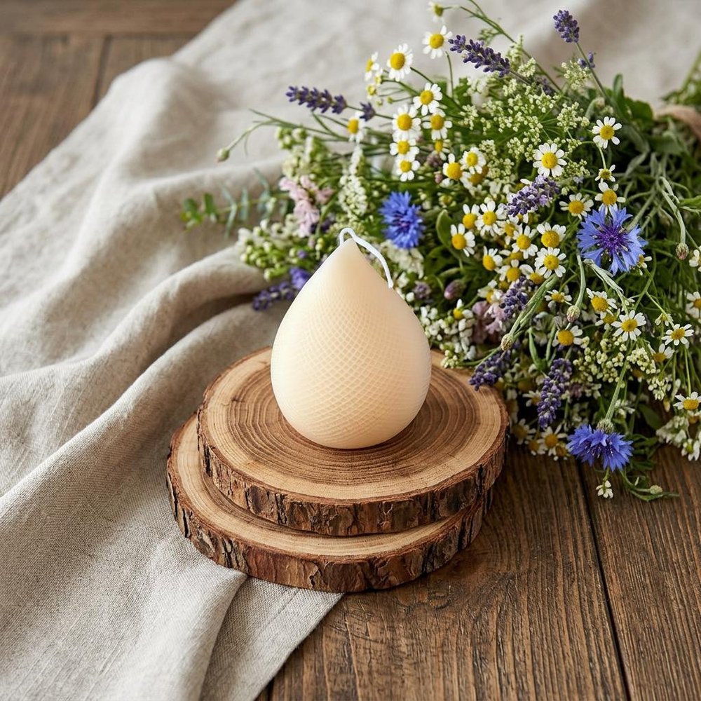 5" Peach Unscented Dimensional Teardrop Candle Novelty Novelty