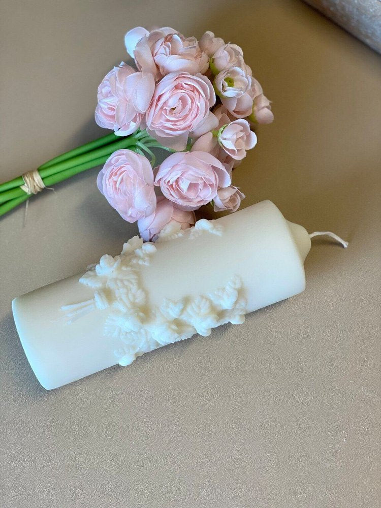 2" Ivory Creamy Vanilla Scented Candle Round Pillar