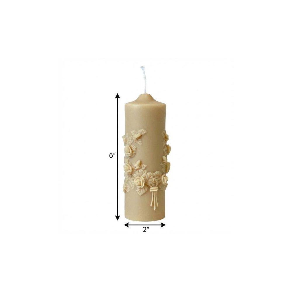 2" Almond Unscented Candle Round Pillar