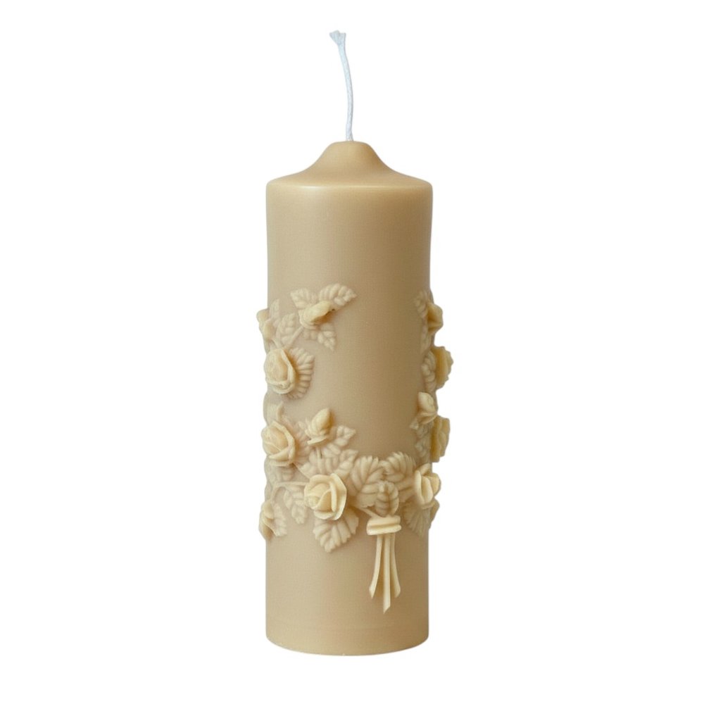2" Almond Creamy Vanilla Scented Candle Round Pillar