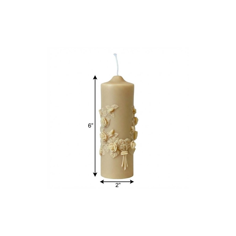 2" Almond Creamy Vanilla Scented Candle Round Pillar