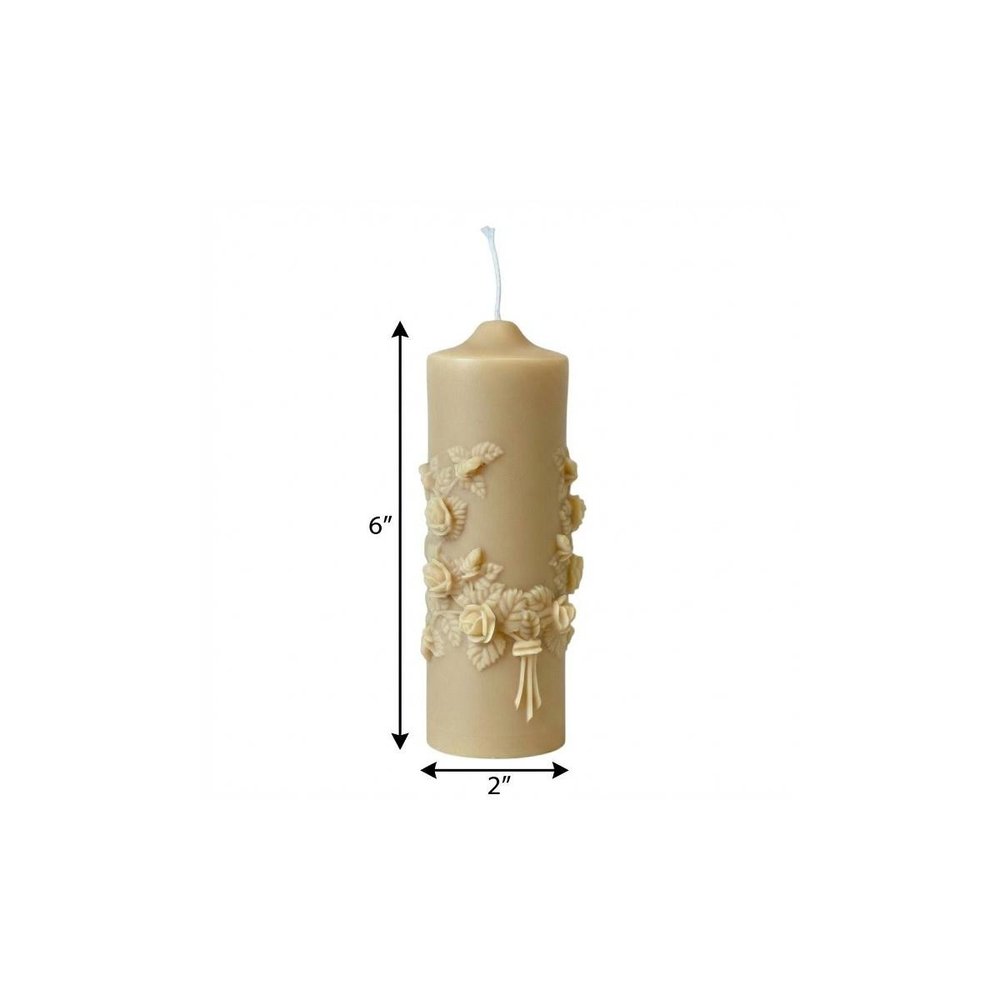2" Almond Creamy Vanilla Scented Candle Round Pillar