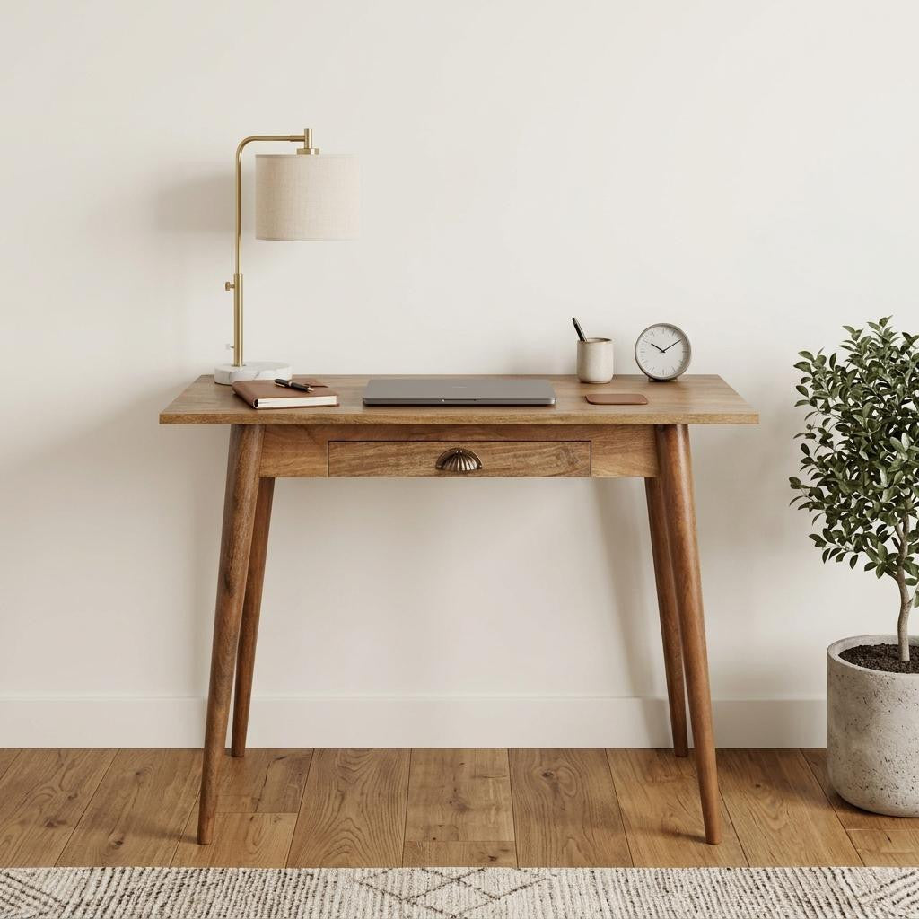 32" Brown Solid Wood Writing Desk