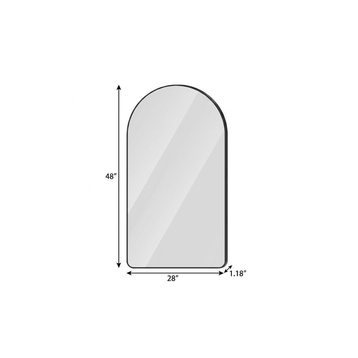 48" Black Aluminum Arch Lighted Framed Anti Fog Bathroom Vanity Mirror